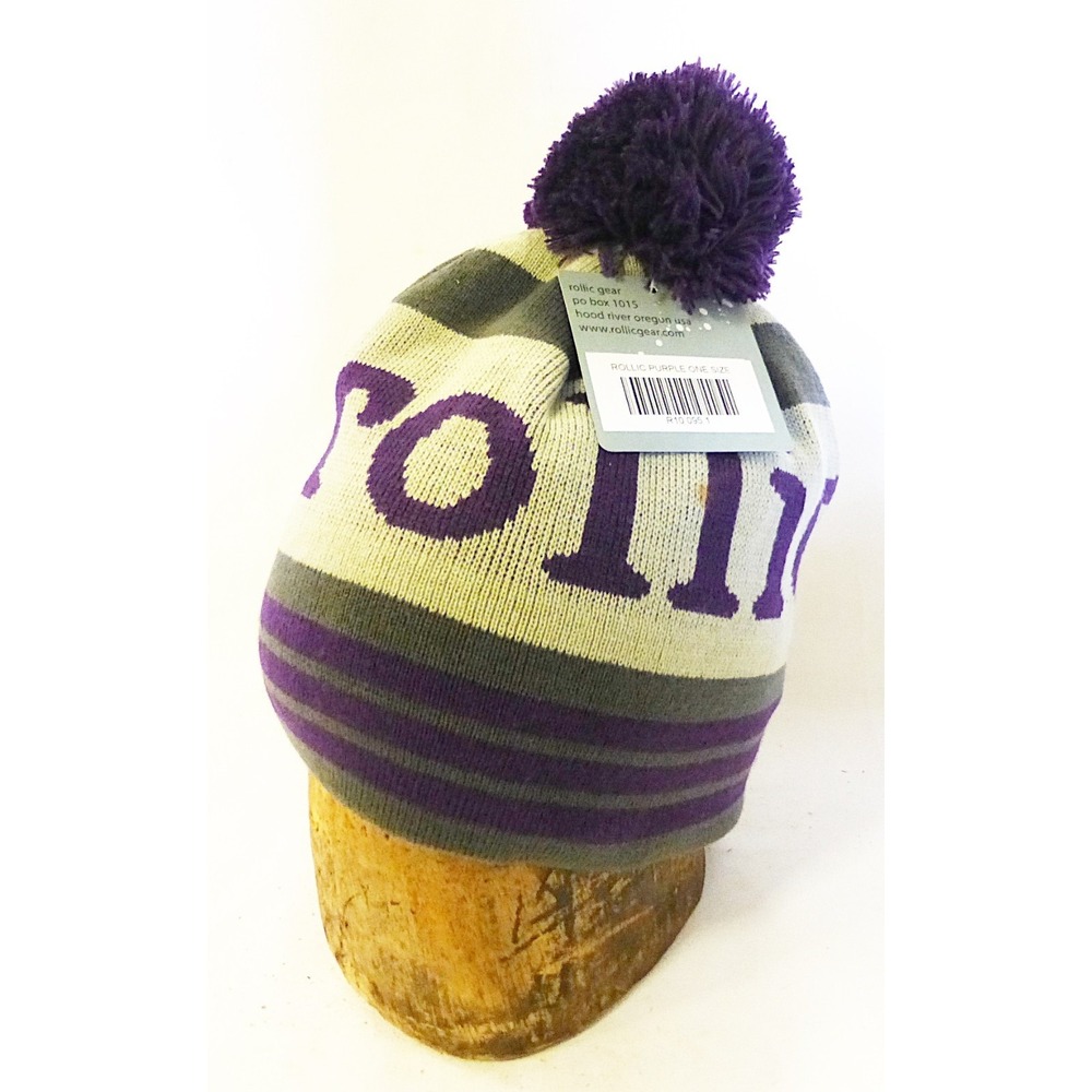 Rollic Gear purple and gray winter beanie hat gorpcore streetwear rugged utility